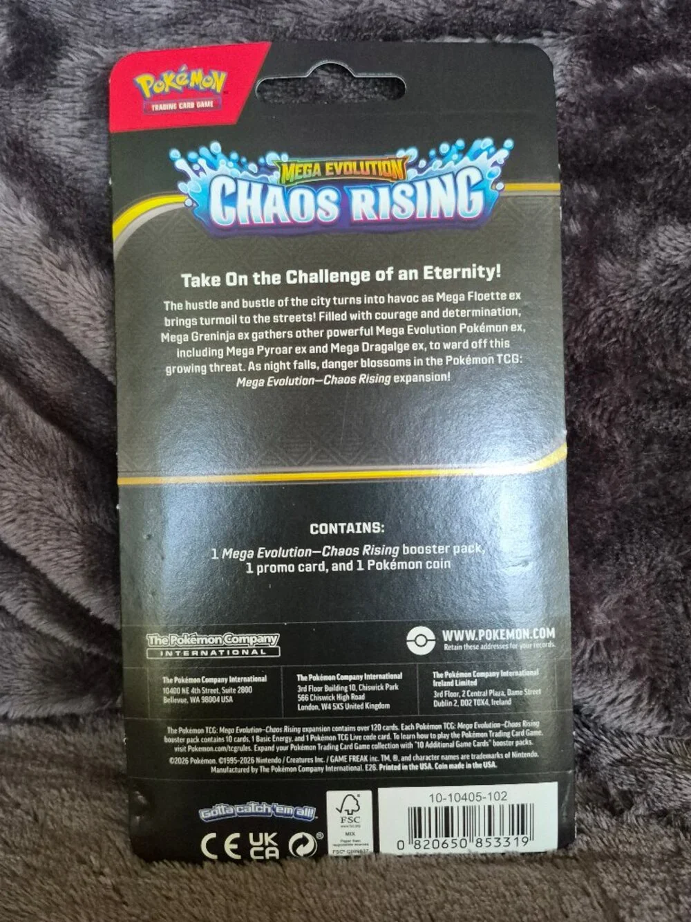 New Pokemon Chaos Rising TCG Booster Pack 1 Pack with Toxel Card and Coin